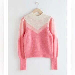 NWOT & Other Stories chevron puff sleeve jumper in pink Size S